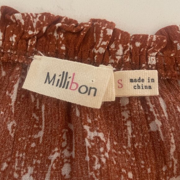 Millibon Long-Sleeve, V-Neck Babydoll Mini‎ Dress, Size Small - Picture 3 of 5